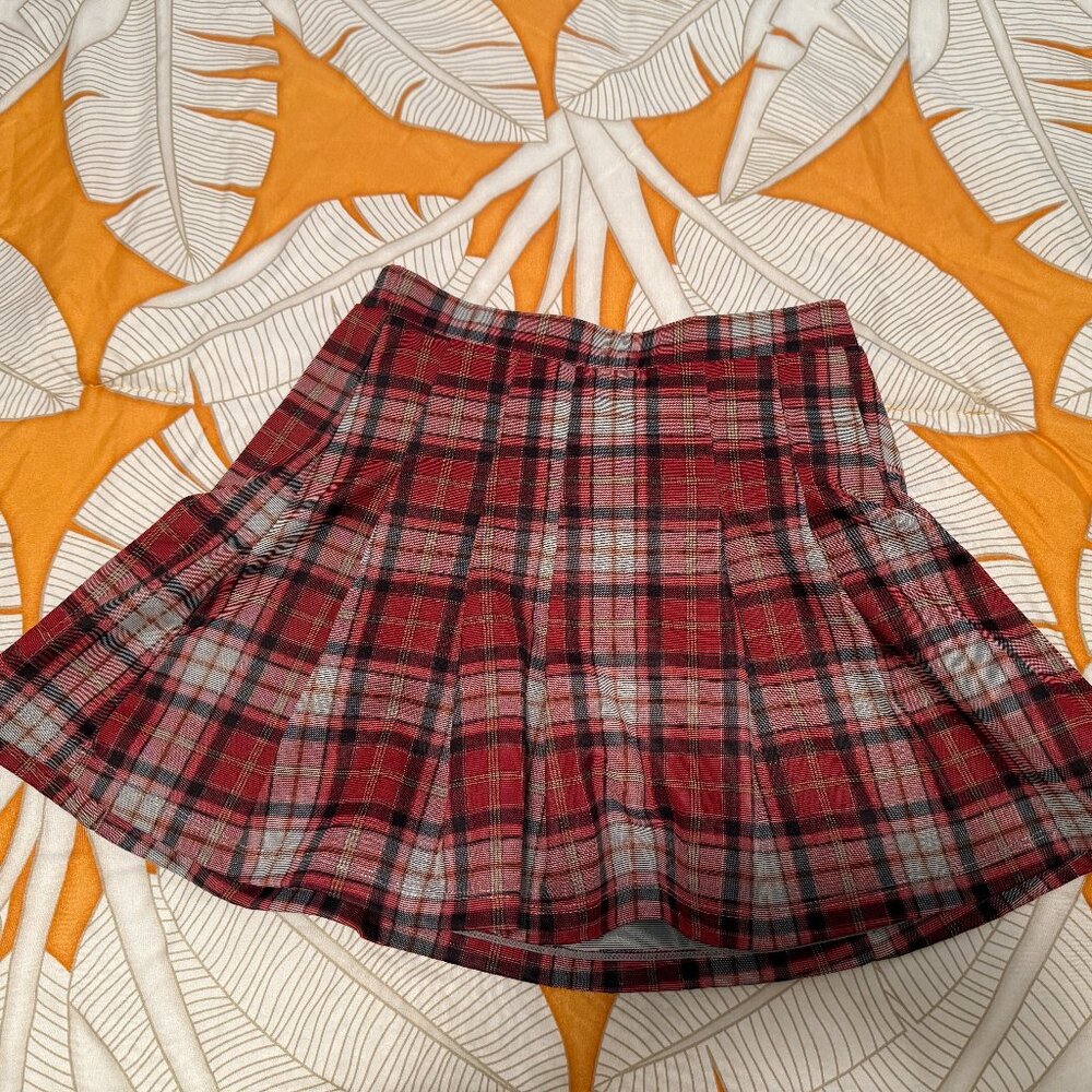 Halara High Waisted 2-in-1 Side Pocket Plaid Pleated Mini Casual Skirt